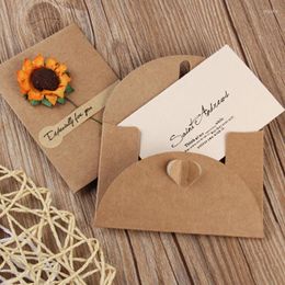 Gift Wrap Greeting Card Vintage Kraft Paper Dried Flowers Blessing Wholesale DIY Birthday Christmas Party Invitation Envelope