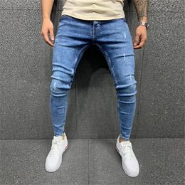 Mens Jeans Mens Skinny Blue jeans Scratch Slim Denim Pants Pencil Pants Autumn Street hiphop denim trousers fashion Mens clothing 221008