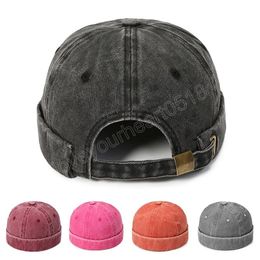 Vintage Summer Cotton Brimless Skullies Cap For Women Men Solid Color Denim Street Portable Hats Beanie Hat Hip Hop Hats