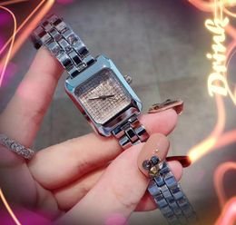 Womens Square Shape Small Dial Watch Quartz Battery Japan Movement Stainless Steel Belt Diamonds Skeleton classic atmosphere Lovers Chain Bracelet Wristwatch