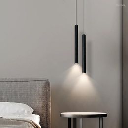 Pendant Lamps Modern Minimalist Lights Nordic Simple Living Room Bedside Lighting LED Cylindrical Long Tube Small Light Fixtures