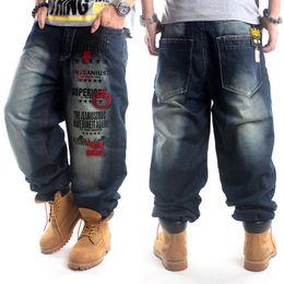 Men's Jeans Loose Hip Hop Printed Baggy European and American Hiphop Trend Of Embroidery Skateboard Denim Pants 221008