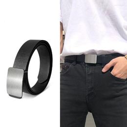 Belts Fashion Simple Smooth Buckle Unisex Belt PU Leather Silver Men Jeans Trousers Accessories Women Waistband