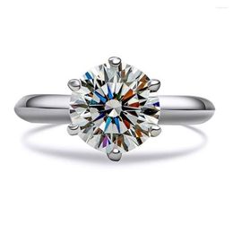 Wedding Rings Fashion Six Prong Imitation Diamond Ring For Women Round Zircon Created Band Adjustable Bridal Jewelry Gift