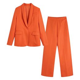 Women's Suits Blazers Women's Chic Fashion Pocket Decorative Solid Color Suit Jacket Casual Female Blazer Draped Flared Pants Suit Mujer 221008