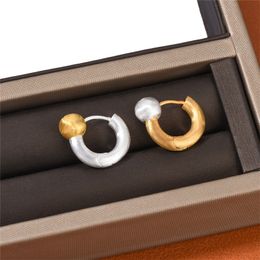 Ins Niche Design Stud Gold/Silver Circle Color Matching Earrings Frosting Simple Temperament OL Fashion Street Jewelry Accessories