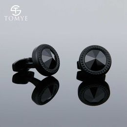 Cuff Links for Men Matte Black Round Formal Casual Unique Dress Shirt Wedding Cufflinks for Gifts