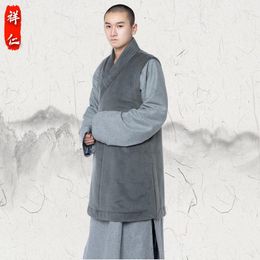 Ethnic Clothing Autumn And Winter Plush Slant Placket Vest Thickened Short Jialan Monk's Clothes Waistcoat Jacket