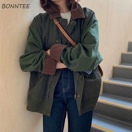 Women's Jackets Basic Jackets Women Panelled Vintage Zip-up Leisure All-match Cosy Pockets College Chic Baggy Cargo Female Streetwear Autumn New T221008