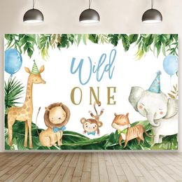 Party Decoration Cute Cartoon Wild Animals Children's Backdrops Po Material Pography Background Cloth One Jungle 1st Birthday