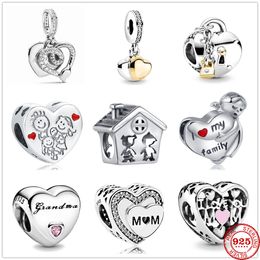 925 Sterling Silver Dangle Charm Women Beads High Quality Jewellery Gift Wholesale European i love my family mom grandma lock heart diy Bead Fit Pandora Bracelet DIY