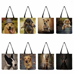 Evening Bags Animal Dog Printed Handbags Fashion Eco Friendly Outdoor Women Shoulder Bag High Capacity Portable Foldable Storage Shopping