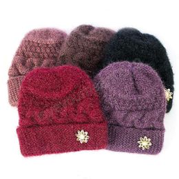 Women's Winter Wool Hats Plus Velvet Thickening Middle-Aged And Elderly Hats Outdoor Cold Warm Knitted Hat Skullies Beanies