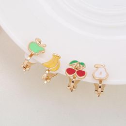 Backs Earrings Fruit Shape 4pcs Kids Clip Cartoon Children Baby Girl Ear On Pierced Alloy Jewelry