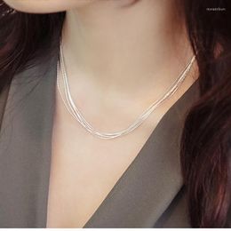 Choker DreamySky Bohemia Silver Colour Line Round Necklaces For Women Ladies Chain Statement Wedding Jewellery