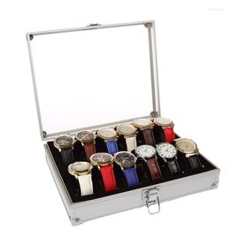 Watch Boxes Luxury Box Aluminium Suitcase Case Metal Organiser 12 Slots Men Personalised Silver Display Jewellery Gift