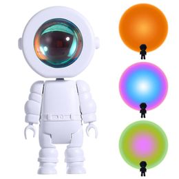 Night Lights USB Sunset Lamp Creative Astronaut Projection Night Light For Living Room Bedroom Decoration 360 Degree Rotatio