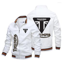 Men's Trench Coats 2022 Fall Men's Jacket TRUMPH Auto Logo Motorcycle Racing Winter Women's Bomber Waterproof Military U