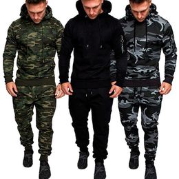 Men's Tracksuits Camouflage Army Clothing Casual Hoodies Sweatpants 2 Pieces Tracksuit Male Top Pant Sport Suit G221007