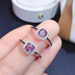 Cluster Rings Natural Alexandrite Lady's RING 925 Sterling Silver Princess Square Style Recommendation