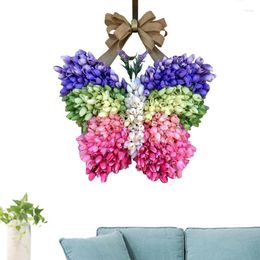 Decorative Flowers Colourful Tulip Wreath Front Door Wreaths Butterfly Shaped Garland Handcrafted Garlands For Spring Summer