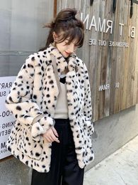 Women's Fur Jacket Women Winter Young Models Furry Leopard Print Imitation Lamb With Plush 2022 Loose Fashion Coat