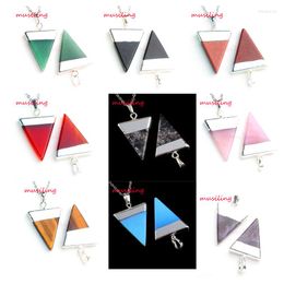 Pendant Necklaces Musiling Jewellery Triangle Pyramid Reiki Pendants Natural Stone Pendulum Silver Plated Charms Fashion 18X Mix Order