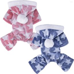 Dog Apparel Soft Thermal Coral Velvet Pyjamas Onesie Stars Pattern Winter Jumpsuit For Small Dogs Chihuahua Yorkie Cat Puppy Clothes