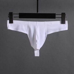 Wholesale Men's G-strings Thongs Seamless Ice Silk 3D Low Rise Big Pouch Transparent G Strings Sexy Underwear For Young Boys