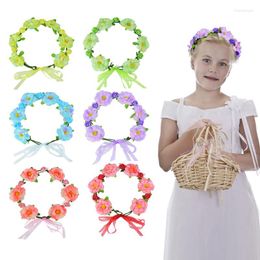 Decorative Flowers Bride Women Flower Crown Hair Band Wedding Floral Headband Garland Princess Wreath Tiara Adjustable Girl Accessories