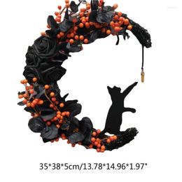 Decorative Flowers Halloween Welcome Sign Holiday Decor Front Door Wreath Goth Roses Ornament Indoor Outdoor Decorations