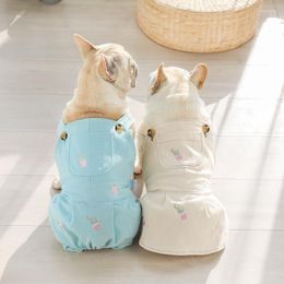 Dog Apparel Pet Suspender Skirt Spring Summer Pocket Embroidery Pumpkin Pants Cat Suspenders