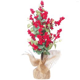 Decorative Flowers Berry Artificial Flower Fake Red Berries Fruit Ornaments Bouquet Christmas 40cm Simulation Foam Decor Tree For Home