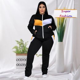 Tracksuits 3XL 4XL 5XL Wholesale 2022 Fall Plus Size Women Clothing 2 Two Piece Set Ladies Sport Trendy Coat And Pant Suit Female Sportwear