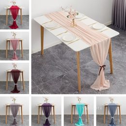 European simple wedding decoration Table Runners solid color polyester chiffon Table Cloths streamer LT080