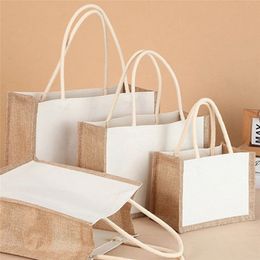 Burlap Jute Tote Shopping Bag Gift Bags Vintage Top-Handle Storage Organiser Handbag for Grocery Wedding Birthday