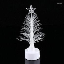 Christmas Decorations Colored Fiber Optic LED Light-up Mini Tree With Top Star Battery Powered NDS66