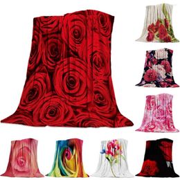 Blankets Flannel Throw Red Rose Romantic Blanket Cushion Warm Throws On Sofa Bed Home Bedspread Travel Fleece King Size