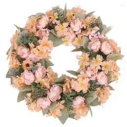 Decorative Flowers Artificial Rose Wreath Simulation Cloth Garland Hanging Living Room Wall Decor Christmas Party Wedding Decoration