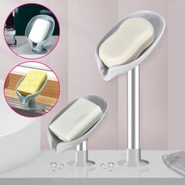Soap Dishes Leaf Shape Holder Drain Dish Box With Suction Cup Bathroom Shower Sponge Storage Plate Tray Rack Portable Travel Gadge