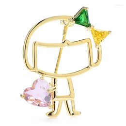 Brooches Wuli&baby Crystal Heart Girl For Women Unisex Wear Bowknot Lady Party Office Brooch Pin Gifts