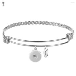 Charm Bracelets 12mm 18mm Snap Button Ginger Jewerly Expandable Wire Bracelet Stainless Steel Bangle For Women