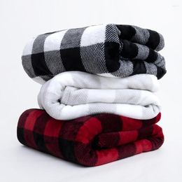 Blankets Spring Blanket For Beds Warm Adult Thickened Flannel Plaid Nap Knee Plush Throw Gray Black Soft Sofa Bed Cover