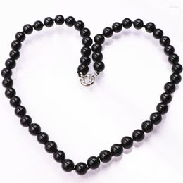 Choker Round Beads Strand Short Chain Necklace For Women Black 8 10 12mm Baking Paint Glass Lacquer Beaded Necklaces Jewellery 18" A576