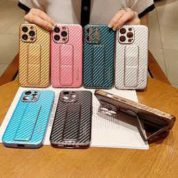 Carbon Fibre Plated Phone Cases Folding Holder Magnetic Shell For iPhone 14 Pro Max Plus Fashion iPhone14 13 12 11 XR X Xs Luxury Shockproof Camera Protective Cover