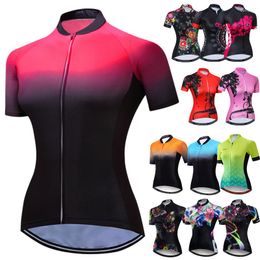 Racing Jackets Cycling Jersey Women Ladies Girl Short Sleeve MTB Dirt Bike Shirt Clothing Mountain Wear Road Bicycle Tops Apparel Jacket