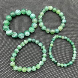 Natural Agate Stone Handmade Beaded Strands Charm Bracelets For Women Men Elastic Bangle Party Club Fashion Jewellery