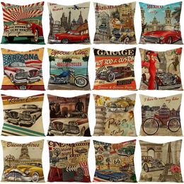 Pillow Vintage American Print Throw Super Soft Plush Cover 45 Pillowcase Home Decor Covers