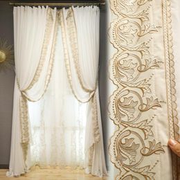Curtain European Curtains For Living Dining Room Bedroom Custom Luxury Side Lace Embroidered Tulle White Wedding Yarn Villa Window Decor