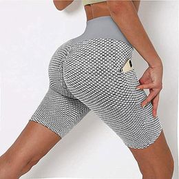 Womens Shorts Sexy Sports High Waist Pockets Leggings Push Up Gym Jogging Running Tummy Control Workout Female